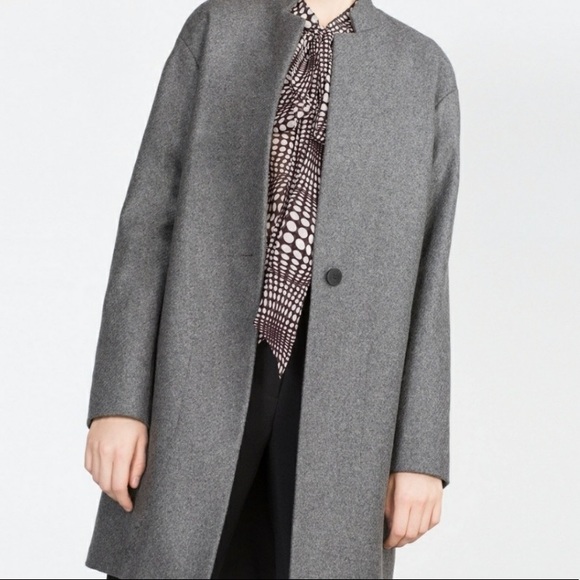 Zara Cocoon Wool Coat in Gray M - Picture 2 of 10